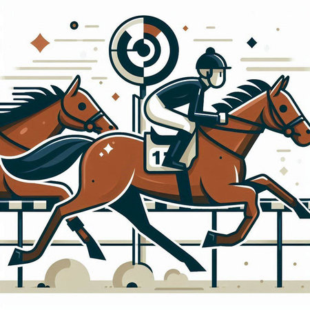 Horse race, equestrian competition. Vector illustration in flat styleのイラスト素材
