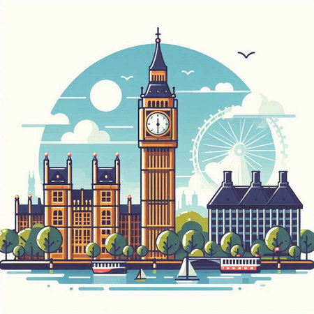 Big Ben in London, England, United Kingdom. Vector illustration.のイラスト素材