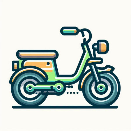 Vintage scooter. Vintage motorbike. Vector illustration in flat styleのイラスト素材