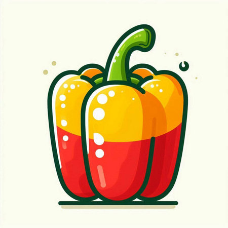 Bell pepper icon isolated on white background. Colorful vector illustration.のイラスト素材