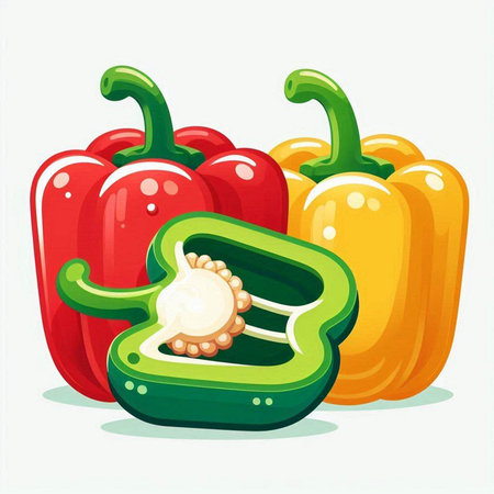 Bell pepper vector illustration. Vegetables in cartoon style isolated on white background.のイラスト素材
