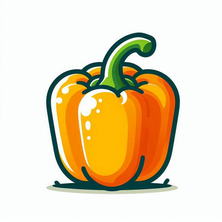 Vector illustration of orange bell pepper on white background. Vegetable icon.のイラスト素材