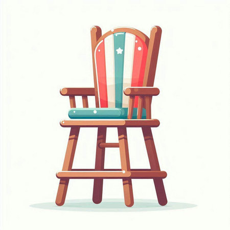 Retro chair isolated on white background. Vector illustration in cartoon style.のイラスト素材