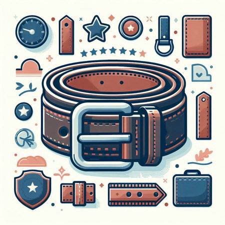 Feminine belt with buckle. Vector illustration in flat style.のイラスト素材