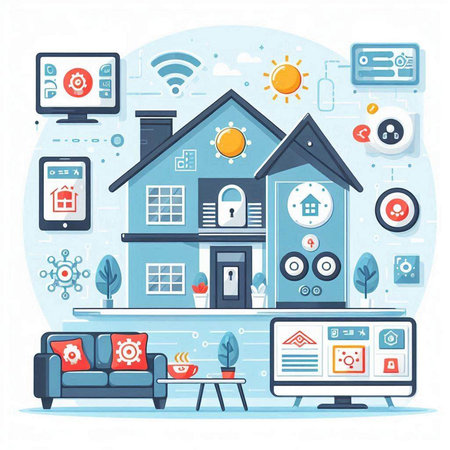 Modern flat design vector illustration concept of smart home and internet of things.のイラスト素材
