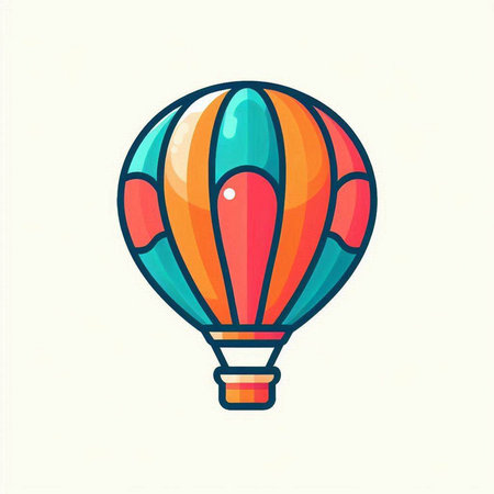 Hot air balloon icon. Vector illustration of colorful hot air balloon.のイラスト素材