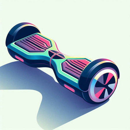 Modern self-balancing electric self-balancing scooter on white backgroundのイラスト素材