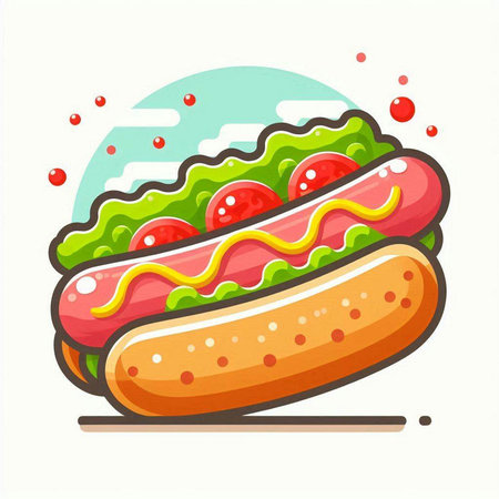 Hot dog icon. Fast food vector illustration isolated on white background.のイラスト素材