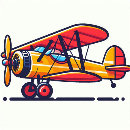 Retro biplane. Vector illustration isolated on a white background.のイラスト素材