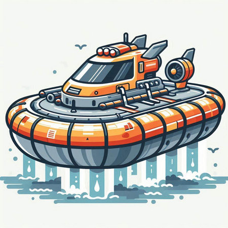 Vector illustration of an orange submarine on a white background. Cartoon style.のイラスト素材