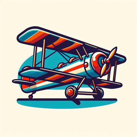 Retro biplane. Vector illustration of a retro airplane. Cartoon style.のイラスト素材