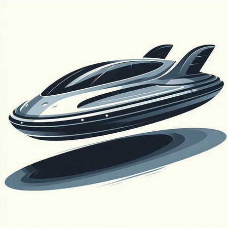 Futuristic fast speedboat on the water. Vector illustration.のイラスト素材
