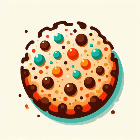 Illustration of a chocolate chip cookie with sprinkles on a white backgroundのイラスト素材