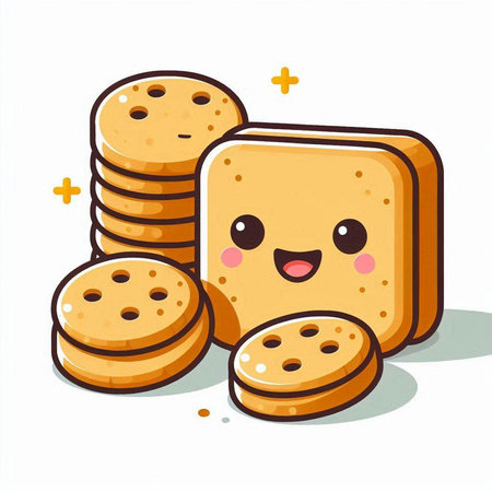 Cute vector illustration of cookies. Isolated on white background.のイラスト素材