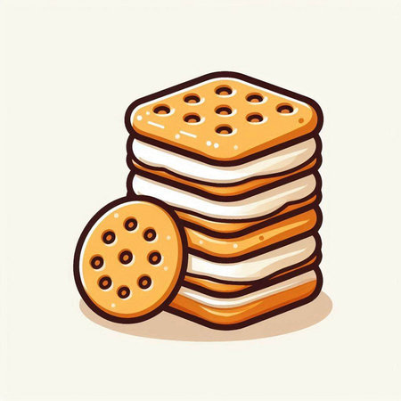 Biscuits. Vector illustration of a stack of delicious cookies.のイラスト素材