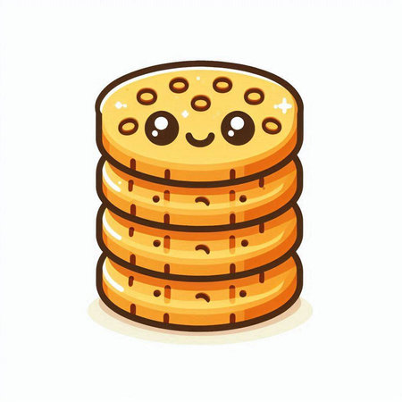 Vector illustration of a cute chocolate chip cookie isolated on white background.のイラスト素材