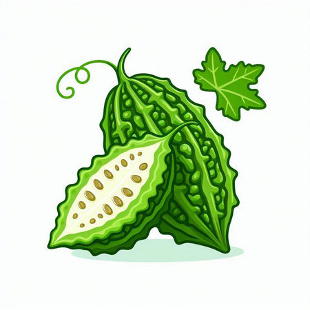 Bitter melon, bitter gourd, bitter melon vector illustration.のイラスト素材