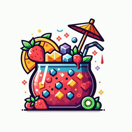 Strawberry smoothie. Vector illustration in a flat style.のイラスト素材