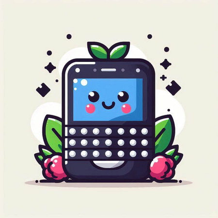 Cute smartphone with happy face. Vector flat cartoon character illustration icon designのイラスト素材