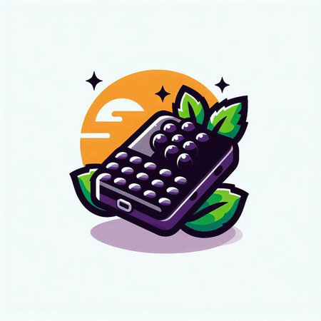 Mobile phone with green leaves on the background of the sun. Vector illustration.のイラスト素材