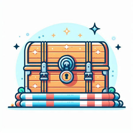 Treasure chest icon. Vector illustration in flat cartoon style on white background.のイラスト素材