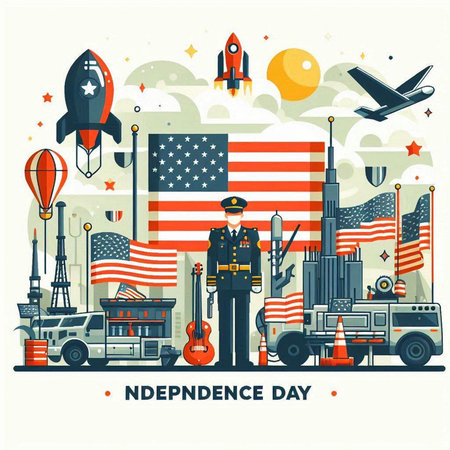 Patriotic day of USA. Flat style vector illustration on white background.のイラスト素材