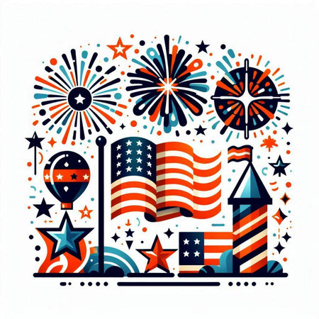 4th of July, United States Independence Day. Vector illustration.のイラスト素材