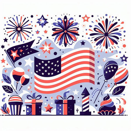 4th of July, Independence Day of United States of America, vector illustrationのイラスト素材