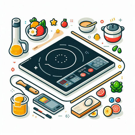 Cooking at home concept in line art style. Vector illustration.のイラスト素材