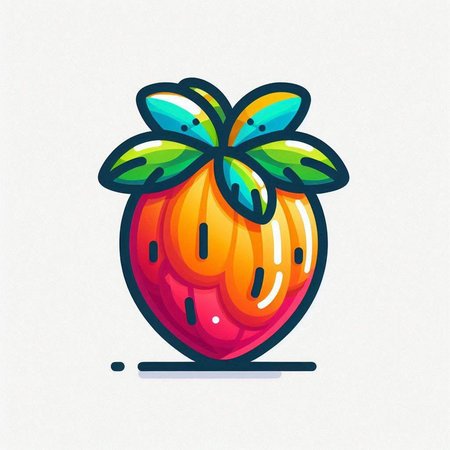 Strawberry icon, vector illustration. Flat style. Design element.のイラスト素材
