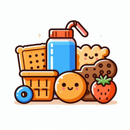Healthy food and drink. Cartoon vector illustration for web and mobileのイラスト素材