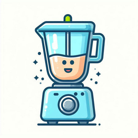 Illustration of a blender in cartoon style, isolated on a white background.のイラスト素材