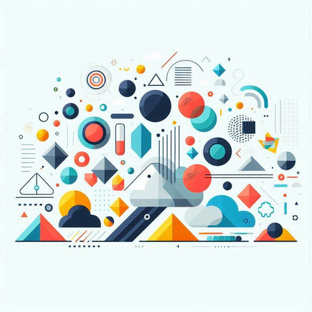Abstract colorful geometric background. Futuristic technology style. Vector illustration.のイラスト素材