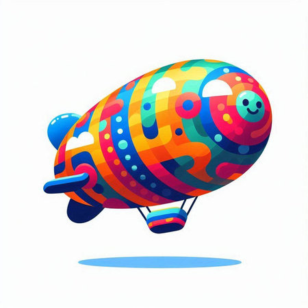 Airship. Colorful airship on white background. Vector illustration.のイラスト素材