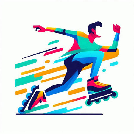 Roller skating, vector illustration. Sportsman on roller skates.のイラスト素材
