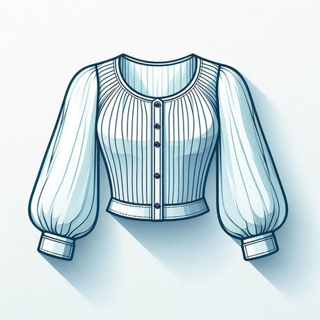 Illustration of a long sleeve blouse on a white background.のイラスト素材