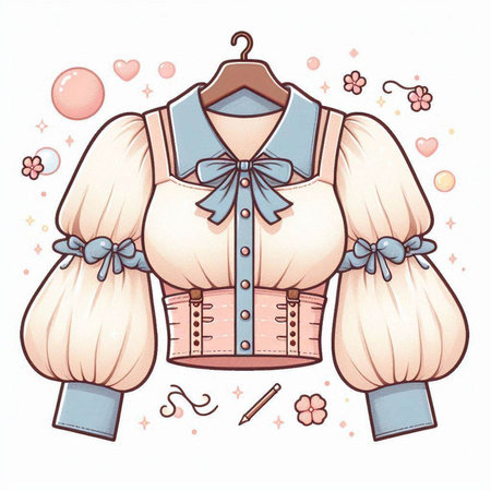 Illustration of a woman's waistcoat with bow and ribbonsのイラスト素材