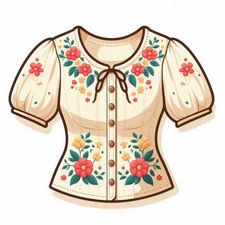 Illustration of a blouse with floral pattern isolated on white backgroundのイラスト素材