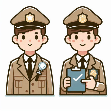 Policeman and police officer. Vector illustration of a policeman and police officer.のイラスト素材