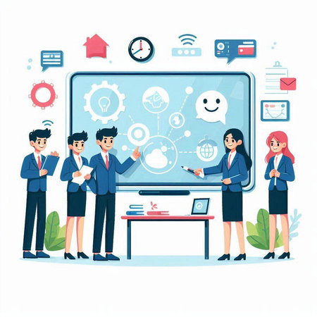 Business people working in office. Teamwork concept. Vector illustration.のイラスト素材