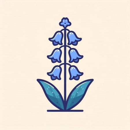 Bluebell flower icon in trendy linear style isolated on light background.のイラスト素材