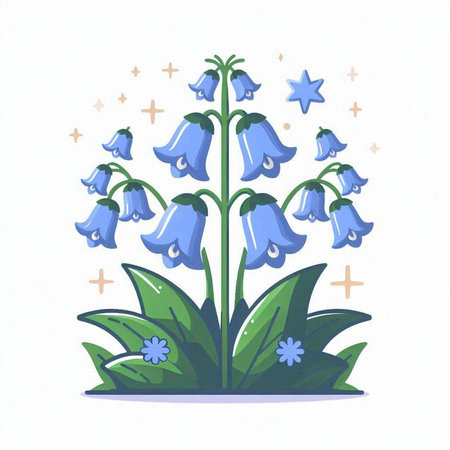 Illustration of bluebells on white background. Vector illustration.のイラスト素材