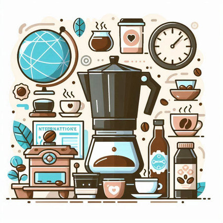 Coffee time. Set of elements for your design. Vector illustrationのイラスト素材