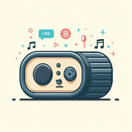 Retro radio vector illustration in flat design style. Vector illustration.のイラスト素材