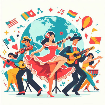 Cinco de mayo party. Vector illustration in retro styleのイラスト素材