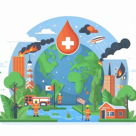 Flat design concept of world pollution. Vector illustration for your designのイラスト素材