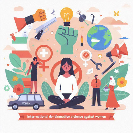 Flat design concept of International Women's Day. Vector illustration.のイラスト素材