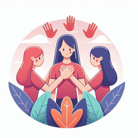 Vector illustration of group of people holding hands together. Friendship concept.のイラスト素材