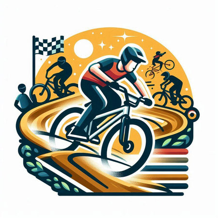 Bicyclist riding on the road. Extreme sport. Vector illustrationのイラスト素材