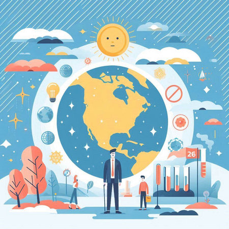Global warming concept. Global warming, climate change, climate change, climate change, global warming. Vector illustrationのイラスト素材
